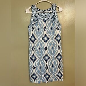 Gretchen Scot Womens Blue Geometric Print Athletic Stretch Dress Size S